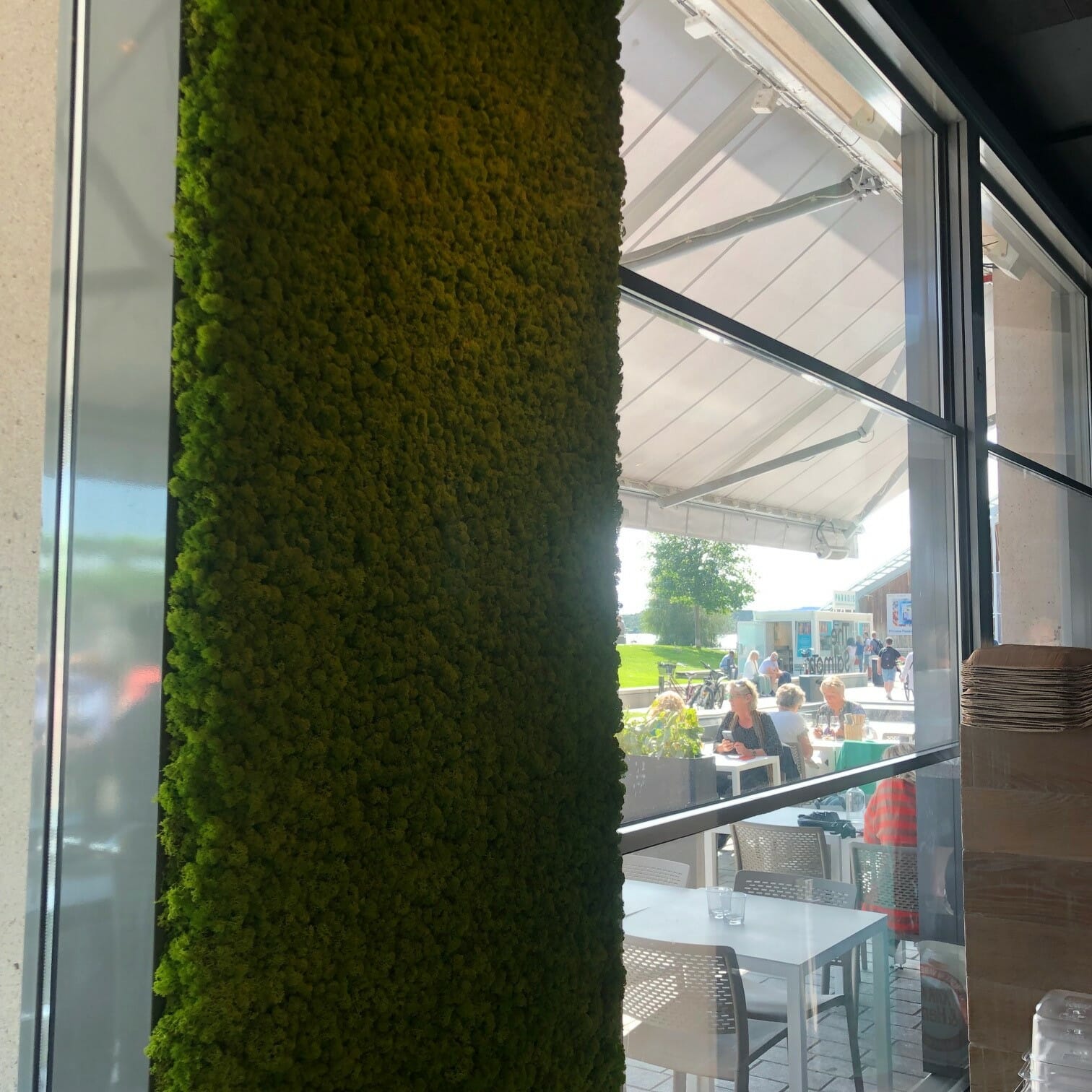 grønn mose vegg på restauranten the salmon i oslo