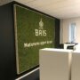 Lekker grønn mose vegg på kontoret til Farris Bris