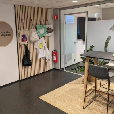 Lyddemping med spilevegg på kontoret til Handelens Miljøfond